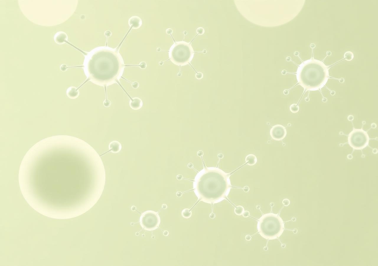Illustration of GLP-1 receptors and molecules in a soft sage palette